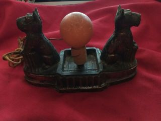 Vintage Metal Scotty Dog Lamp With 2 Scotties