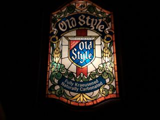 Vintage Old Style Beer Sign Stained Glass Style Light Fully Kraeusened
