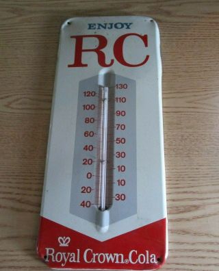 Vintage Royal Crown Cola Thermometer Metal Sign - Rc Advertisement -