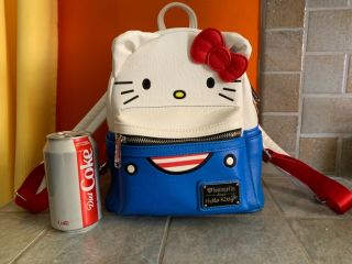 Loungefly Sanrio Mini School Bag Backpack Hello Kitty Faux Leather Blue Red Whit