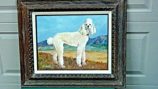 Oil Painting On Board By Ralph.  S.  Lawton " Puddle Dog On Landscape ",  Signed