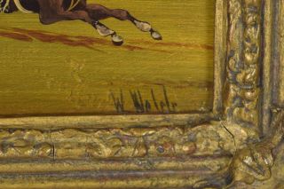 Circa 1900 Horse Racing Oil Painting on Wood Plank Jockeys & Horses by W.  Webb 5