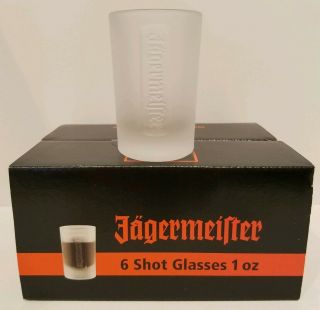 Jagermeister Set Of 6 Frosted Glass Shot Glasses 1 Oz - Nib - Multiple Available
