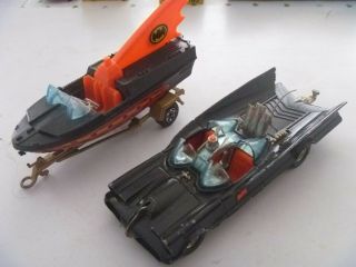 Vintage Corgi Toys Batboat And Trailer & Batmobile Batman