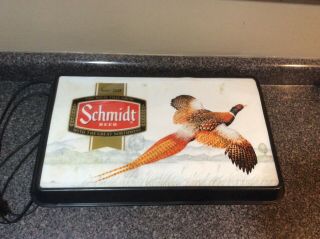 Vintage Schmidt Beer Brewery Flying Rooster Pheasant Light Sign Wildlife
