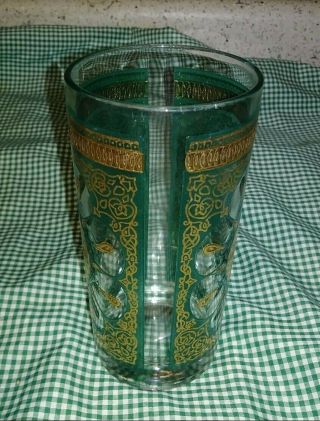 4 MCM Continental Can Co Highball Glasses Blue Gold Sunflower Filigree Band EXC 4