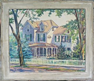 Francis Law Durand Oil On Panel Painting Of A Victorian House 24 " X 20 "