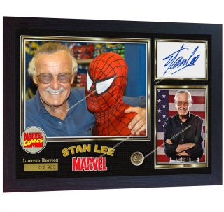 Stan Lee Signed Autographed Marvel Comics Spider Man Film Photo Print Framed