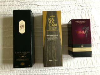 Hibiki 12 Lagavulin 16 Ka Va Lan Whisky Bottles with Boxes Rare 2