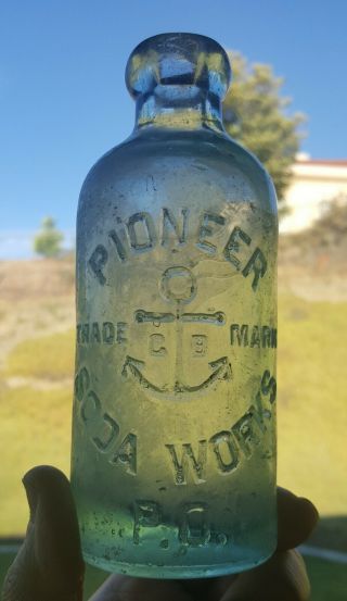 Pioneer Soda P.  O.  Gb Trademark Portland Oregon Hutchinson Bottle