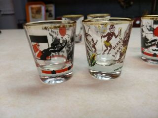 Vintage 1960 ' s Colorful Shot Glasses,  Set of 6 - Bottoms Up,  Down the Hatch 3