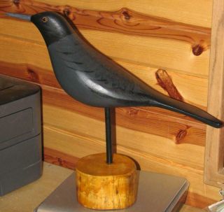 American Crow Bird Hand Carved & Painted Jim Slack Pekin Il Decoy Carver