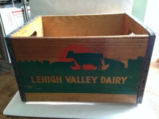 Vintage Advertising Wooden Crate Box Lehigh Valley Dairy N.  J.  P.  A.