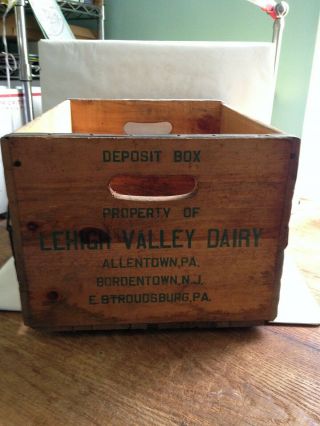 Vintage Advertising Wooden Crate Box LEHIGH VALLEY DAIRY N.  J.  P.  A. 2
