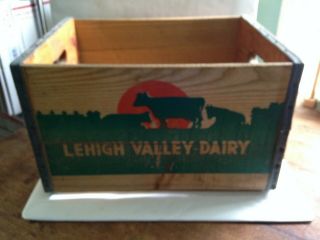 Vintage Advertising Wooden Crate Box LEHIGH VALLEY DAIRY N.  J.  P.  A. 3