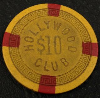 Hollywood Club $10 Casino Chip Toledo Ohio Sm - Key Mold 2