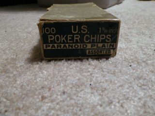Rare Size Box Of Vintage Us 1 9/16 " Plain Clay Poker Chips Total Of 99