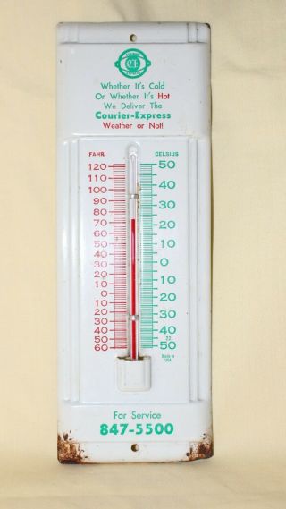 Vintage Buffalo Courier - Express Metal Outdoor Thermometer;