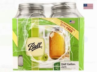 Ball Wide Mouth Canning Mason Jars,  Half Gallon Clear Glass Jar,  64Oz,  Pack Of 6 7