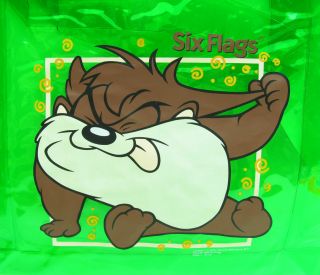 Baby Taz Green Vinyl Shopping Bag Tiny Warner Bros Looney Tunes Wb 6 Flags 9480