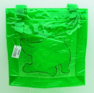 BABY TAZ Green Vinyl Shopping Bag TINY WARNER BROS LOONEY TUNES WB 6 Flags 9480 4
