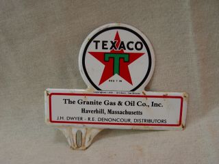 Texaco Granite Gas & Oil Haverhill Ma Advertising License Plate Topper Sign