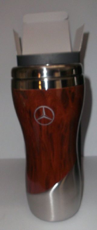 Mib Mercedes Stainless Coffee Mug Wood Grain / Stainless Steel