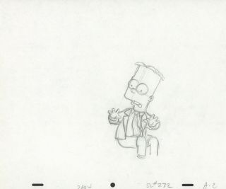 The Simpsons Pencil Animation Art - Bart In Suit Surprised A - 2