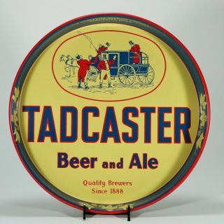 Tadcaster Beer Ale Tin Litho Serving Tray Worcester Ma Horse Wagon - Stunning -