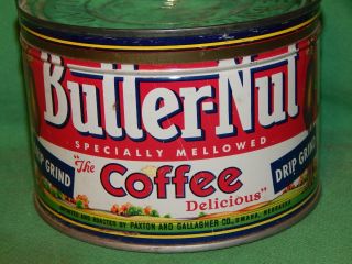Vintage Butter Nut Drip Grind Coffee 1 Lb Tin & Lid,  Omaha,  Nebraska,  As - Is