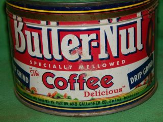 Vintage BUTTER NUT Drip Grind Coffee 1 lb Tin & Lid,  Omaha,  Nebraska,  AS - IS 3