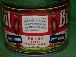 Vintage BUTTER NUT Drip Grind Coffee 1 lb Tin & Lid,  Omaha,  Nebraska,  AS - IS 4