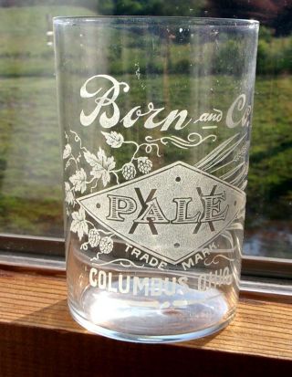 Pre Pro Born And Co Etched Beer Glass Columbus Ohio Oh " Pale Xx "
