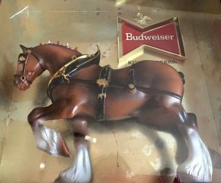 1950 ' s BUDWEISER Beer Clydesdale Shadow Box Bar Light Sign Needs Rewiring 2