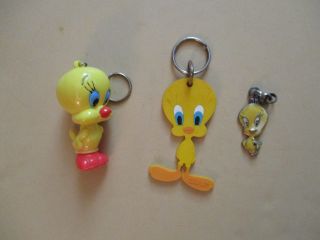 (2) Vintage Tweety Bird Key Chains Trademark Warner Bros.  & Tweety Pen