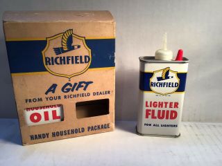 Vintage Richfield Lighter Oil Can NOS Lead Top Handy Oiler 4 Oz rare tin Sunoco 2