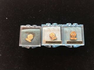 3 Cities Service Vintage 14k Gold Emblem Tie/lapel Pins