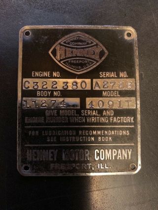 Henney Packard Hearse Funeral Car Data Plate Oem 4091t