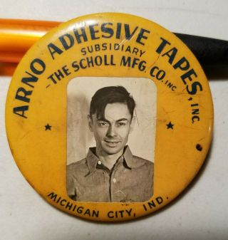 Vintage Arno Adhesive Tapes Michigan City Indiana Employee Id Badge