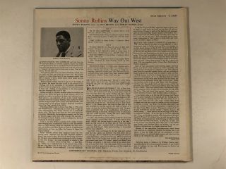 SONNY ROLLINS Way Out West Contemporary Mono DG 3530 Red Lettering Jazz VG,  LP 2