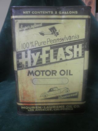 HYFLASH Motor Oil Can Two Gallon 100 Pure Pennsylvania Mouren - Laurens Oil Co. 2