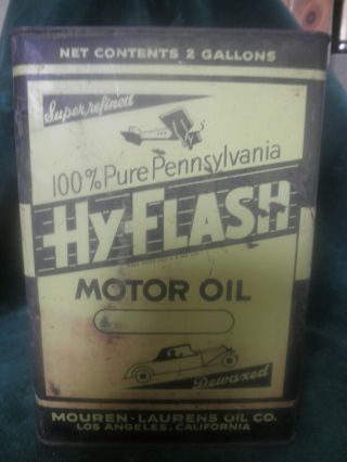 HYFLASH Motor Oil Can Two Gallon 100 Pure Pennsylvania Mouren - Laurens Oil Co. 3
