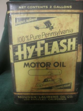 HYFLASH Motor Oil Can Two Gallon 100 Pure Pennsylvania Mouren - Laurens Oil Co. 4