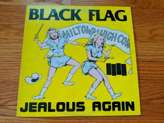 Black Flag Jealous Again 1980 Sst 003 1st Press,  45rpm,  Rare Nm /vg,