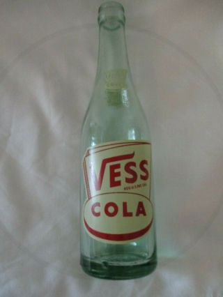 Vintage Vess Cola Soda Bottle - 10 Ounce - Bottled In Coffeyville,  Kansas