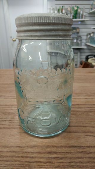 Antique T.  Eaton Co.  Ltd.  Crown.  Blue Tint Fruit Jar