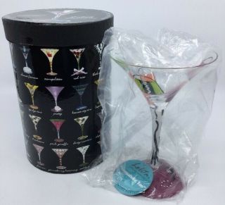 Lolita 7 Oz Hand Painted Martini Glass Recipe On Bottom Shopaholic Nib