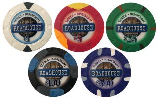 (5) Roadhouse Casino Paulson Poker Chips Sample Set