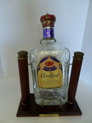 Vintage 1970s Crown Royal Whisky Bottle Holder Swinging Cradle Dispenser Display