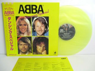 Abba Dancing Special Lp Yellow Vinyl Japan Victor Discomate Dsp - 3026 Obi